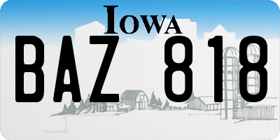 IA license plate BAZ818