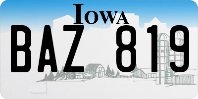 IA license plate BAZ819