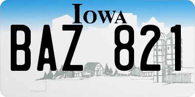 IA license plate BAZ821