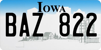 IA license plate BAZ822