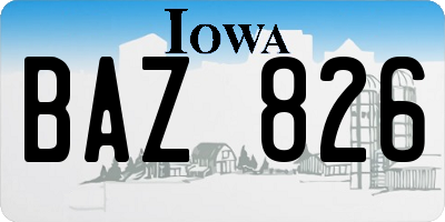 IA license plate BAZ826