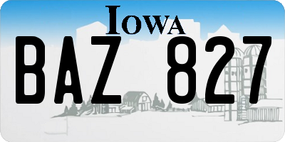 IA license plate BAZ827
