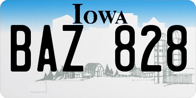 IA license plate BAZ828