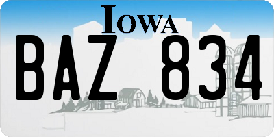 IA license plate BAZ834