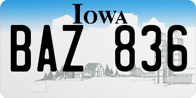 IA license plate BAZ836