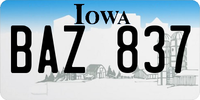 IA license plate BAZ837