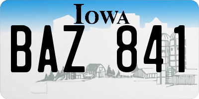 IA license plate BAZ841