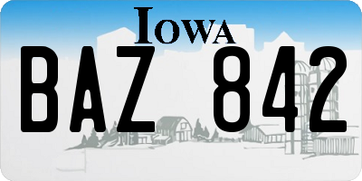 IA license plate BAZ842