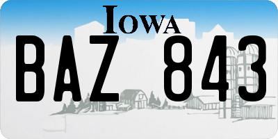IA license plate BAZ843