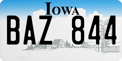 IA license plate BAZ844
