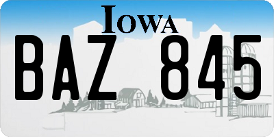 IA license plate BAZ845