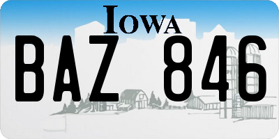 IA license plate BAZ846