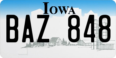 IA license plate BAZ848