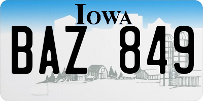 IA license plate BAZ849