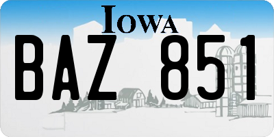 IA license plate BAZ851