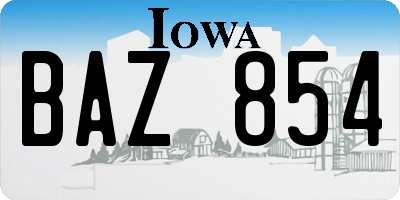 IA license plate BAZ854