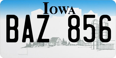 IA license plate BAZ856