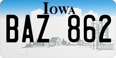 IA license plate BAZ862