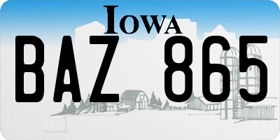 IA license plate BAZ865