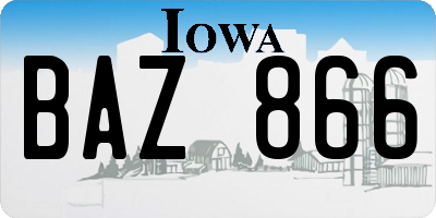 IA license plate BAZ866
