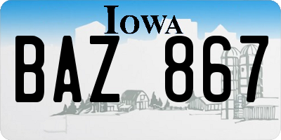 IA license plate BAZ867