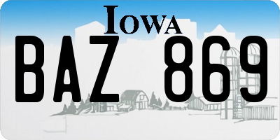 IA license plate BAZ869