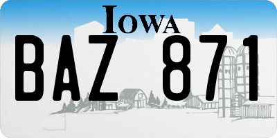 IA license plate BAZ871