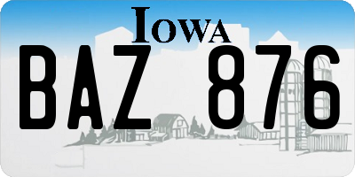 IA license plate BAZ876