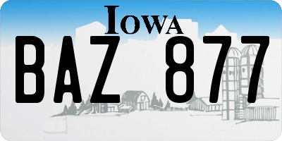 IA license plate BAZ877