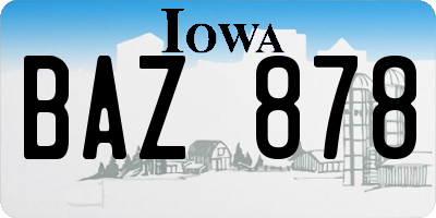 IA license plate BAZ878