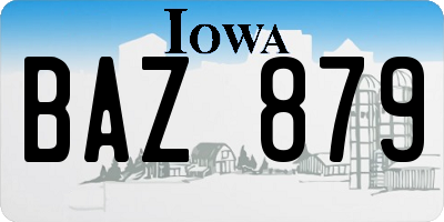 IA license plate BAZ879