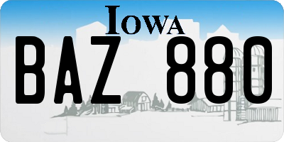 IA license plate BAZ880