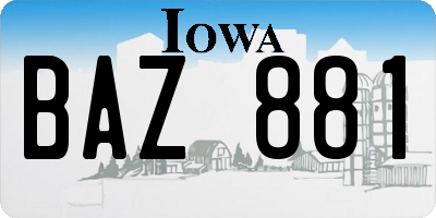 IA license plate BAZ881