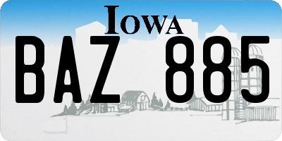 IA license plate BAZ885