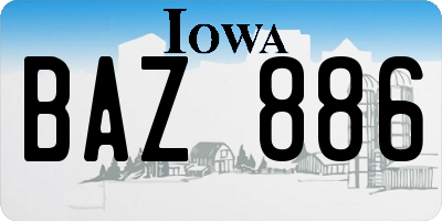 IA license plate BAZ886
