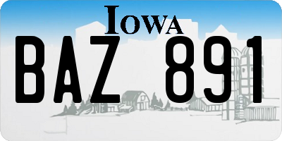 IA license plate BAZ891