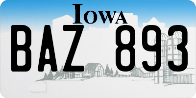 IA license plate BAZ893