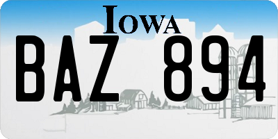 IA license plate BAZ894