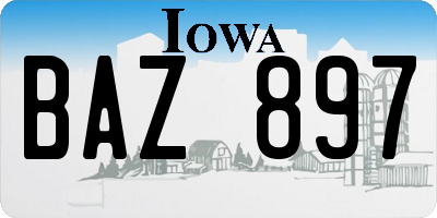 IA license plate BAZ897