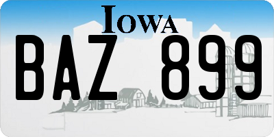 IA license plate BAZ899