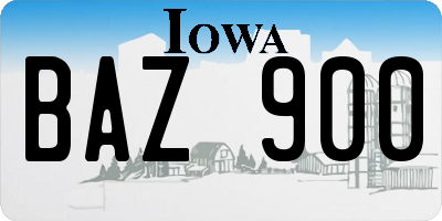 IA license plate BAZ900