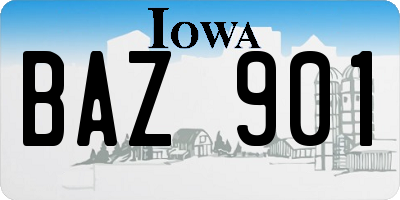 IA license plate BAZ901