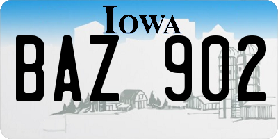 IA license plate BAZ902