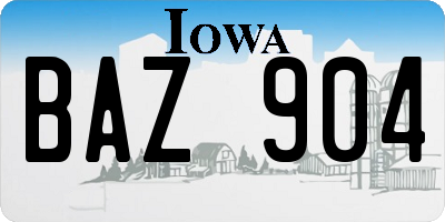 IA license plate BAZ904