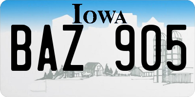 IA license plate BAZ905