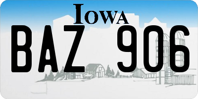 IA license plate BAZ906