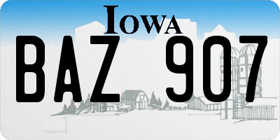 IA license plate BAZ907