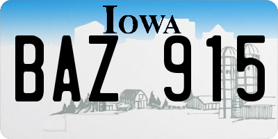 IA license plate BAZ915