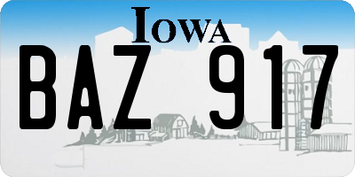 IA license plate BAZ917