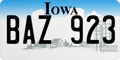 IA license plate BAZ923
